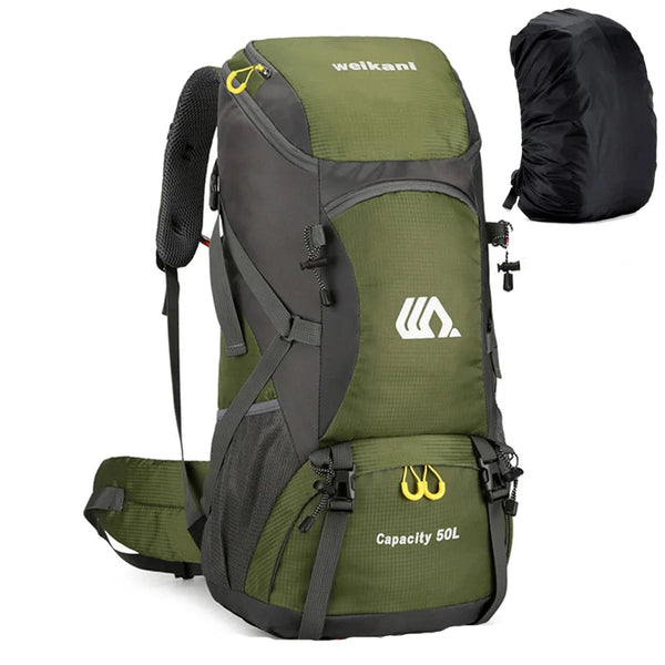 Mochila de Acampamento 50L  Impermeable  Doble Refuerzo -  Welkani™  + Capa de Lluvia Gratis