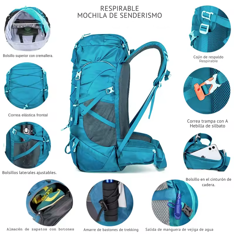 mochila de trekking y acampamento de 50L 